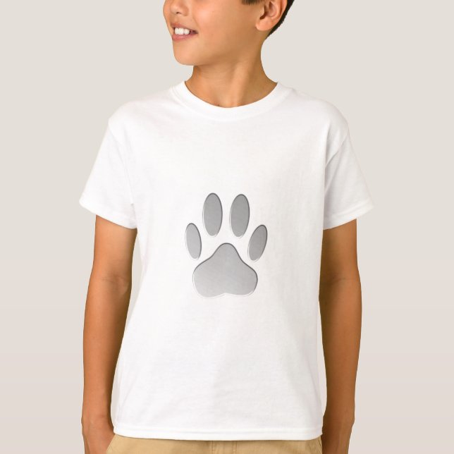 T-shirt Empreinte de patte de chien à l'air métallique (Devant)