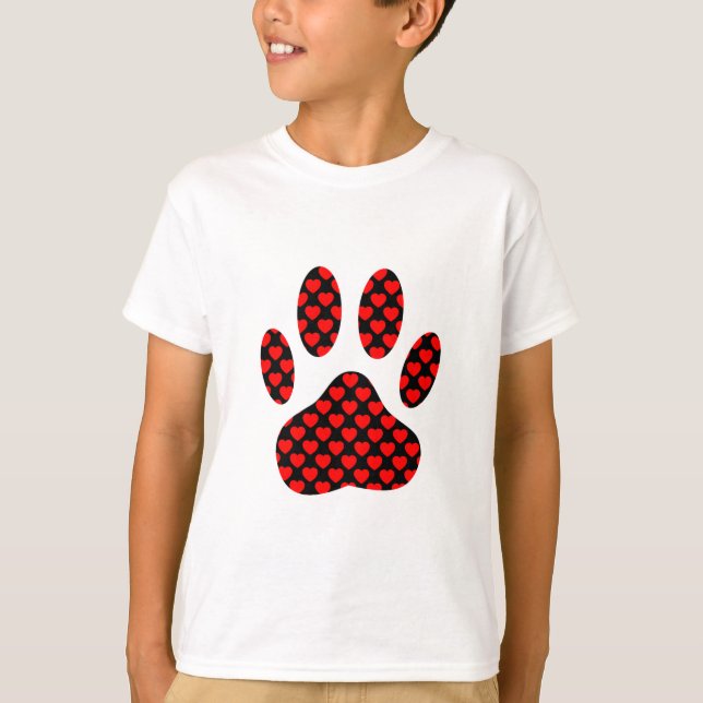 T-shirt Empreinte de patte de chien avec les coeurs (Devant)