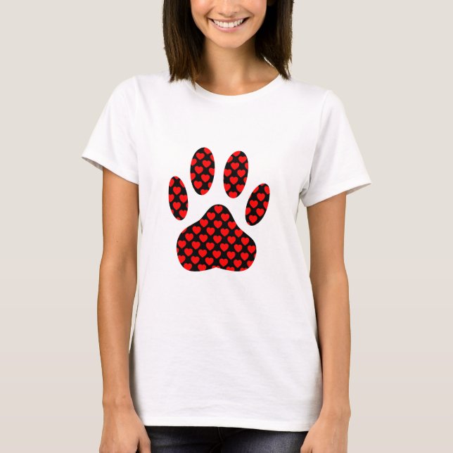 T-shirt Empreinte de patte de chien avec les coeurs (Devant)