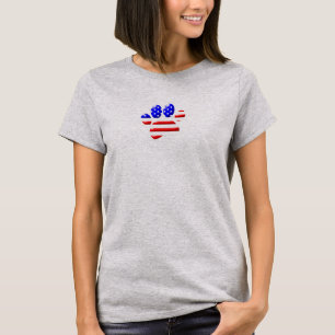 T-shirt Empreinte de patte de chien Drapeau américain