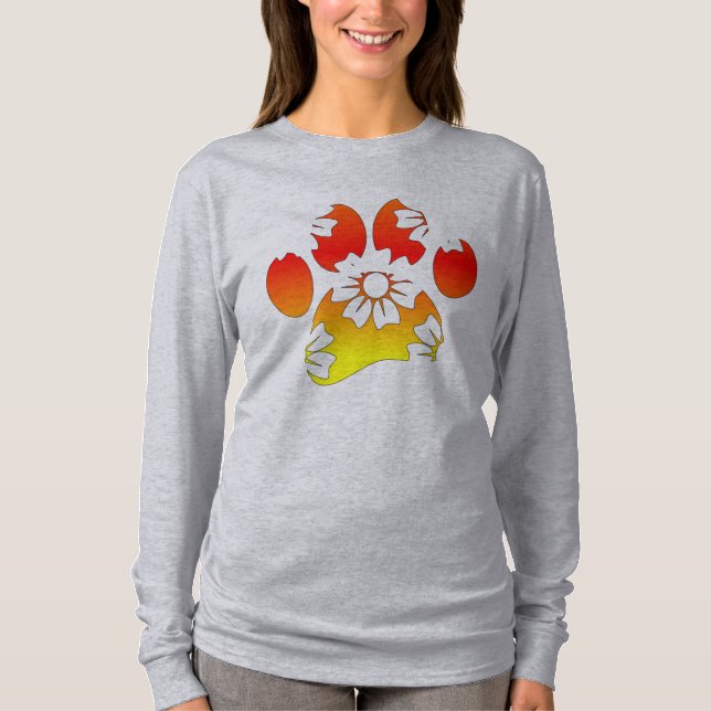 T-shirt Empreinte de patte de chien floral (Devant)