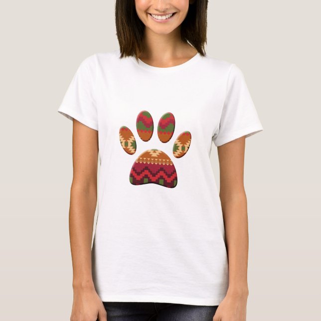 T-shirt Empreinte de patte de chien Motif Aztec (Devant)