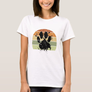T-shirt Empreinte de patte de chien Tache de peinture Dist