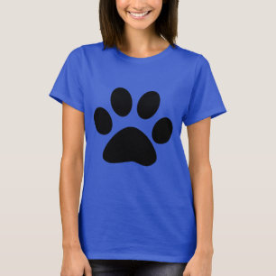 T-shirt Empreinte de patte noir bleu Motif mignon Moderne