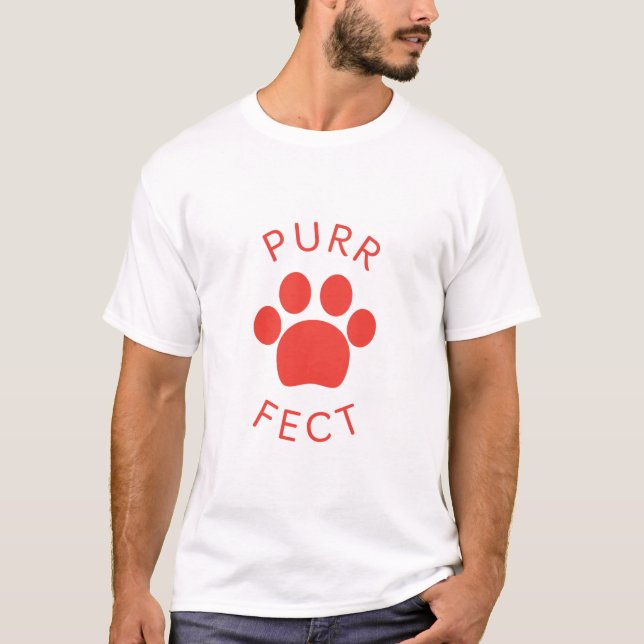 T-shirt Empreinte de patte Parfait Rouge Parfait Chat (Devant)