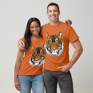 T-shirt Empreinte de tigre artistique Faune tigre orange