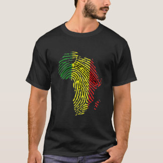 T-shirt empreinte digitale noire de l'Afrique de mois