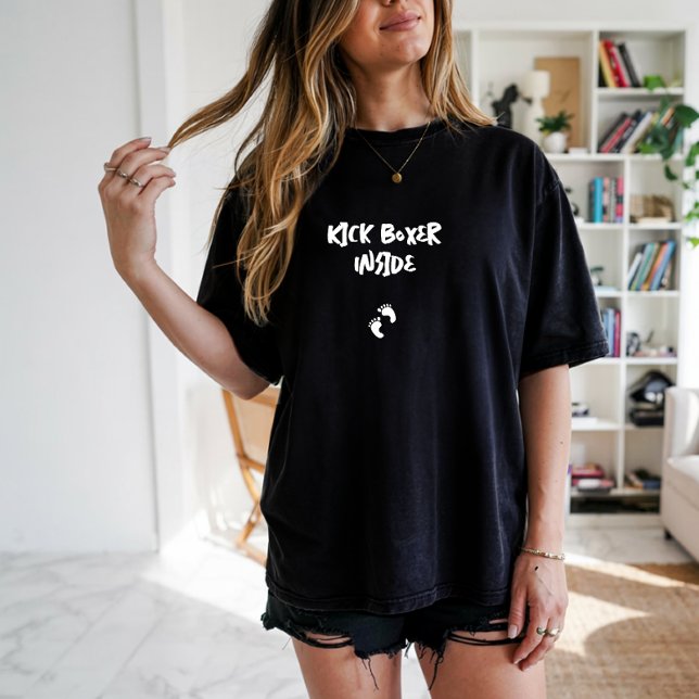 T-shirt Empreinte humoristique de grossesse noir blanc (Créateur téléchargé)