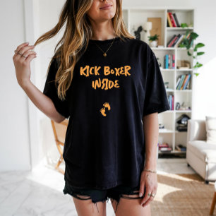 T-shirt Empreinte humoristique de grossesse noir orange