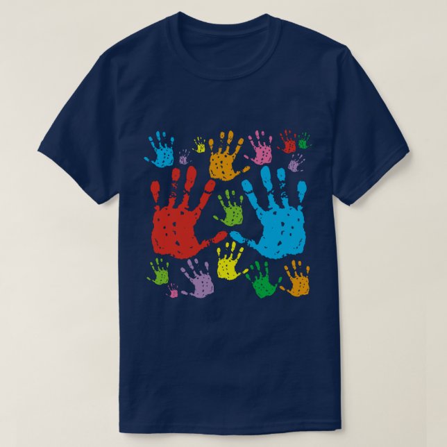 T-shirt Empreintes de mains en couleurs (Design devant)