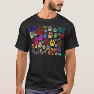 T-shirt Empreintes de pattes de chiens colorés en détresse