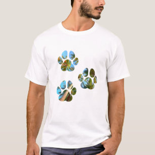 T-shirt Empreintes de pattes de chiens - Palmiers tropicau