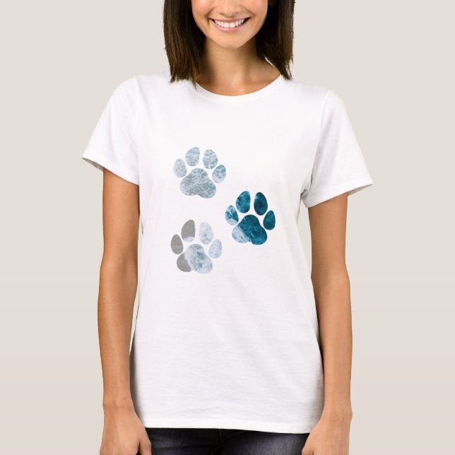 T-shirt Empreintes de pattes de chiens - Vagues de plage e (Devant)