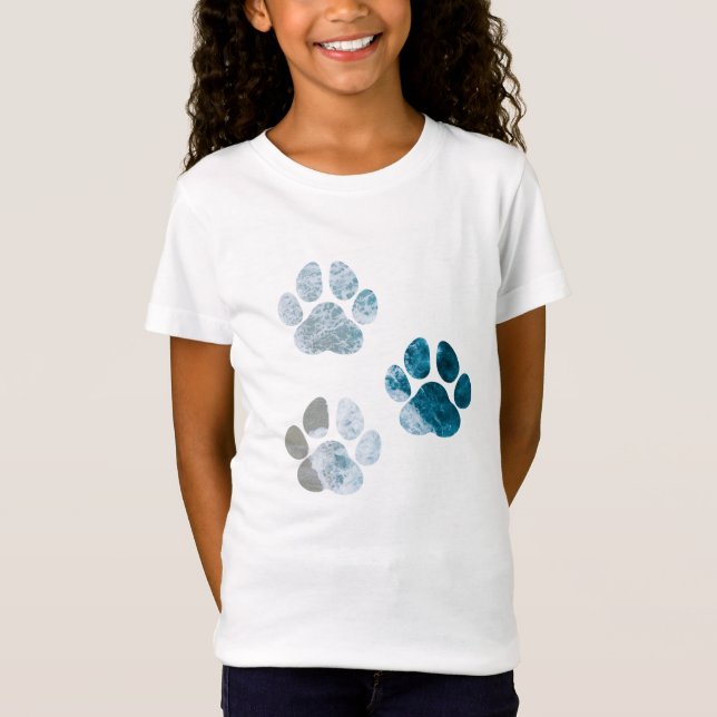 T-Shirt Empreintes de pattes de chiens - Vagues de plage e (Devant)