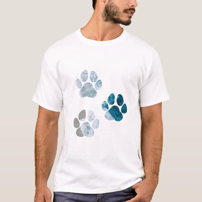 T-shirt Empreintes de pattes de chiens - Vagues de plage e (Devant)