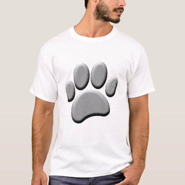 T-shirt Empreintes de pattes de tatouage demi-ton de papie (Devant)