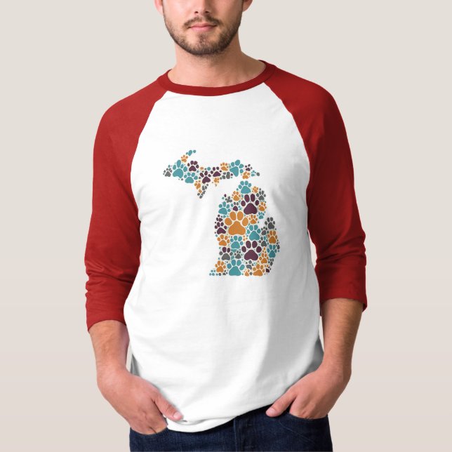 T-shirt Empreintes de pattes du Michigan Raglan Shirt (Devant)