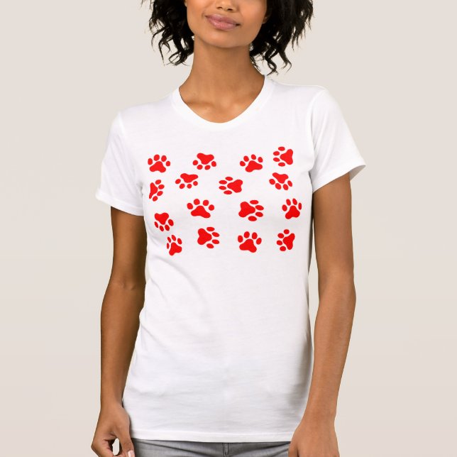 T-SHIRT EMPREINTES DE PATTES ROUGES (Devant)
