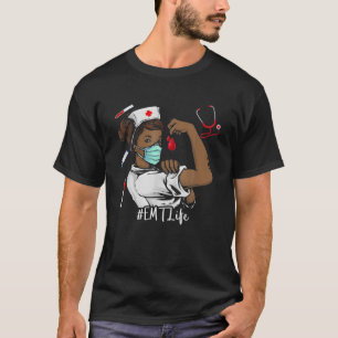 T-shirt EMT BLACK NURSE Noir Histoire Mois Jundixième Femm