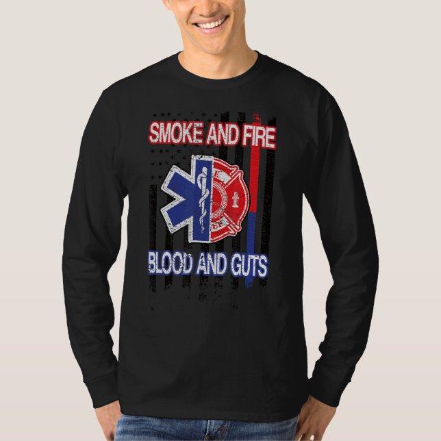T-shirt Emt Firefighter Us Drapeau Firefighter Emt (Devant)