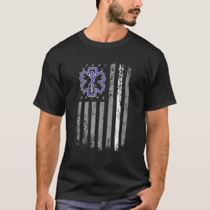 T-shirt EMT Paramedic Thin White Line Patriotic American F
