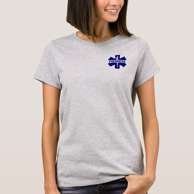 T-shirt EMT pour femmes Paramedic Star of Life Nom personn (Devant)