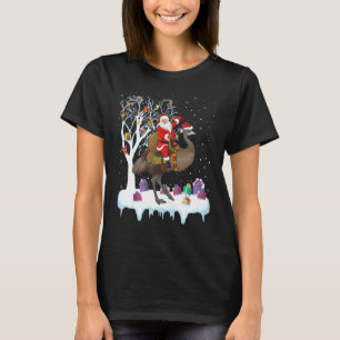 T-shirt Emu Bird Lover Xmas Père Noël Riding Emu Noël