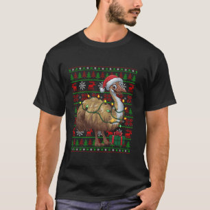 T-shirt Emu Bird Xmas Lights Ugly Santa Hat Emu Noël