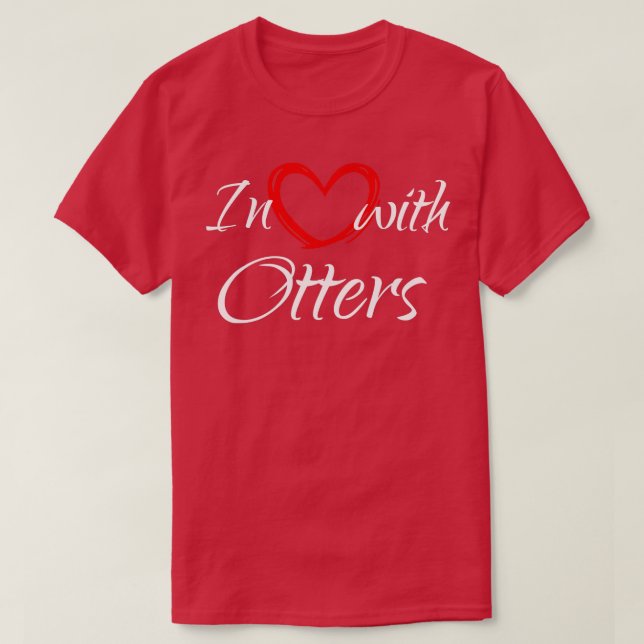 T-shirt En Amour Avec Les Otters, J'Aime Les Otters (Design devant)