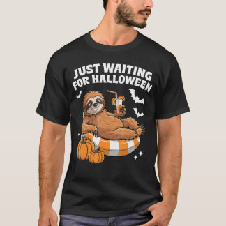 T-shirt En attendant Halloween Mignon Paresseux Halloween
