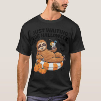 T-shirt En attendant Halloween Mignon Paresseux Halloween
