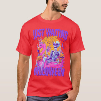 T-shirt En attendant Halloween Squelette effrayant d'été