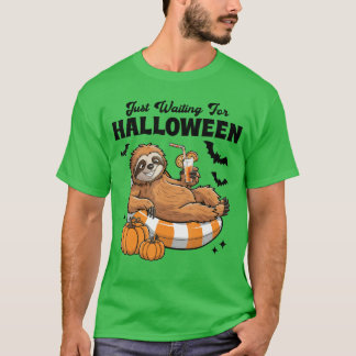 T-shirt En attendant juste Halloween Mignon Paresseux Hall