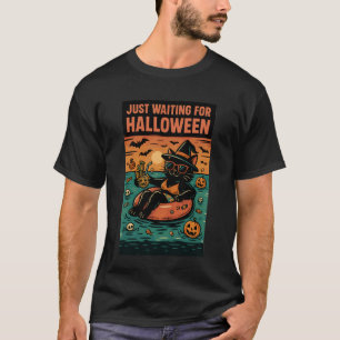 T-shirt En attendant juste Halloween pour bronzer Chat noi