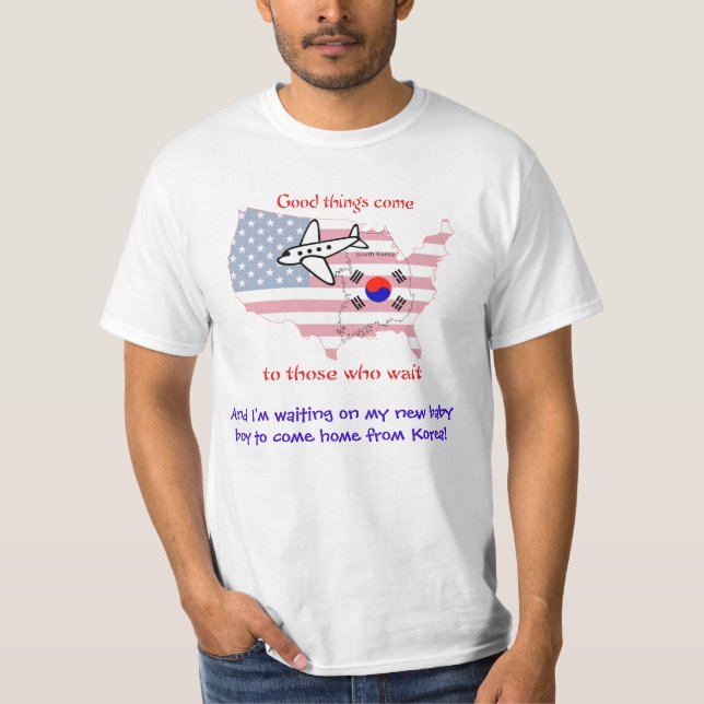 T-shirt En attente de mon bébé garçon coréen (Devant)