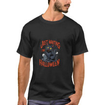 En attente d'Halloween" Chat noir et Graveyar