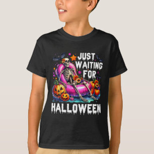 T-shirt En Attente D'Halloween Skeleton Éffrayant Vibe Su