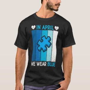 T-shirt En Avril Nous Portons Bleu Autism Awareness Puzzle