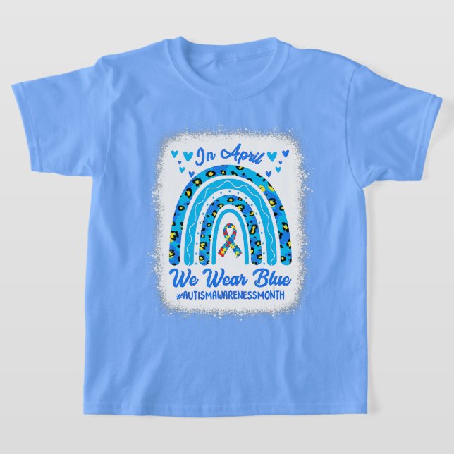 T-shirt En Avril Nous Portons Bleu Sensibilisation sur l'a (Poser)