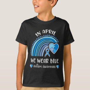 T-shirt En Avril Nous Portons Bleu Sensibilisation sur l'a