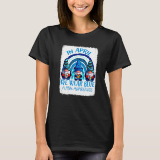 T-shirt En Avril Nous Portons Bleu Trois Gnomes Autisme Ar