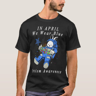 T-shirt En Avril Nous Portons L'Astronaut Bleu Autisme Bun