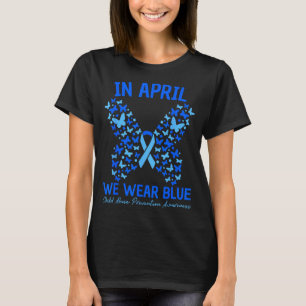 T-shirt en avril nous portons le bleu papillon de préventi