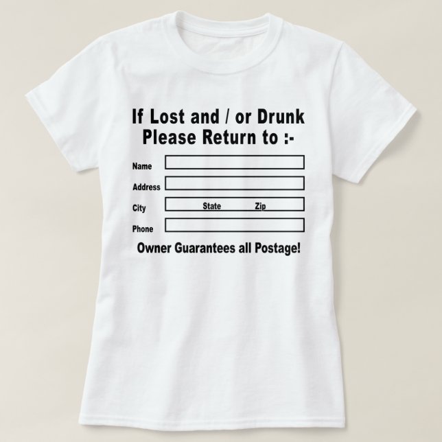 T-shirt En cas de perte et/ou d'épuisement Revenir à (Design devant)