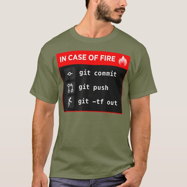 T-shirt En Coque de feu Git Commit Git Push Git TF Out (Devant)