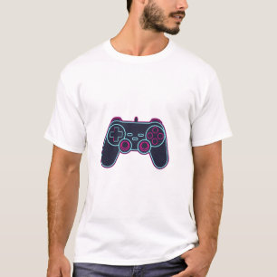 T-Shirt en coton blanc avec manette de jeu néon mo