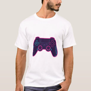 T-Shirt en coton blanc avec manette de jeu néon mo
