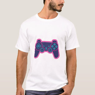 T-Shirt en coton blanc avec manette de jeu néon mo