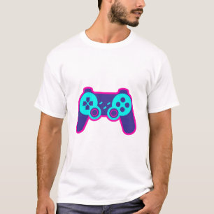 T-Shirt en coton blanc avec manette de jeu néon mo