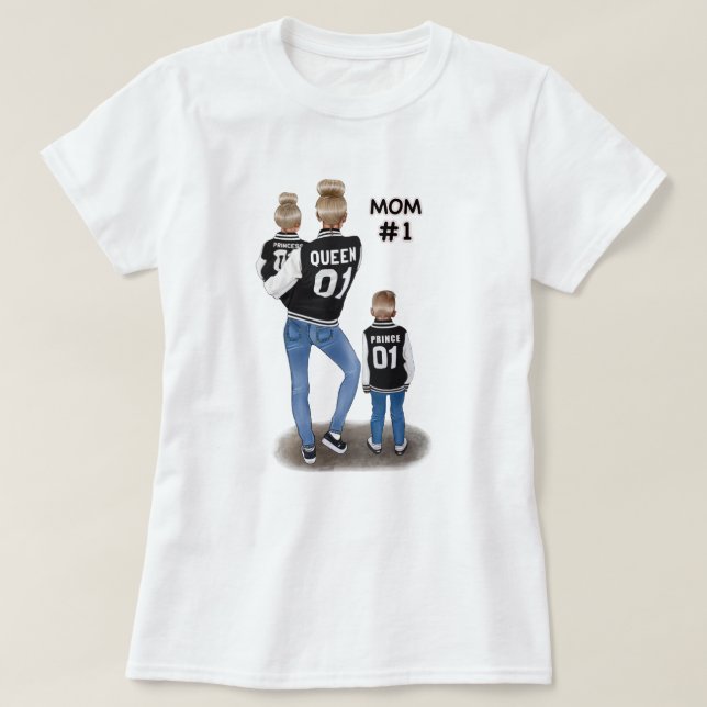 T-shirt en coton féminin pour la mère du garçon et (Design devant)